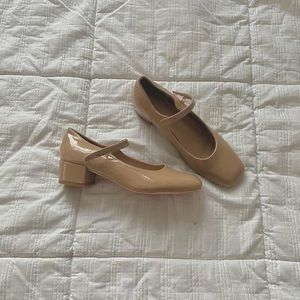 khaki square toe mary janes